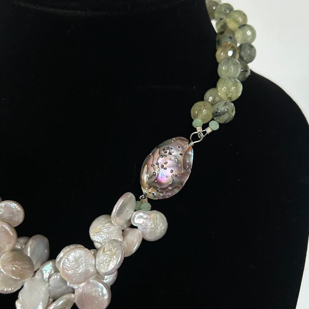 Handmade Artisan Pearl Statement Necklace - Picture 2 of 7